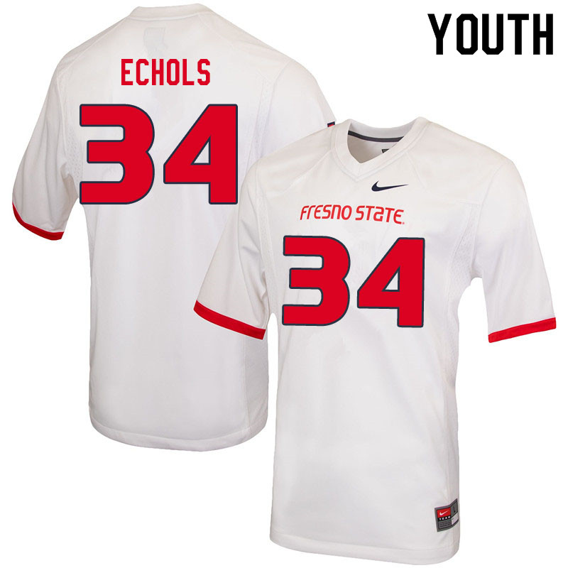 Youth #34 Zion Echols Fresno State Bulldogs College Football Jerseys Sale-White